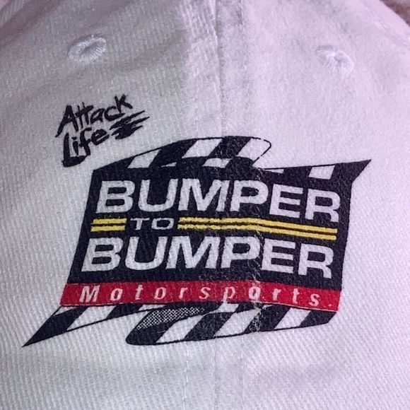Vintage Mens White & Black Adjustable Hat Bumper to Bumper Motorsports - Picture 2 of 9
